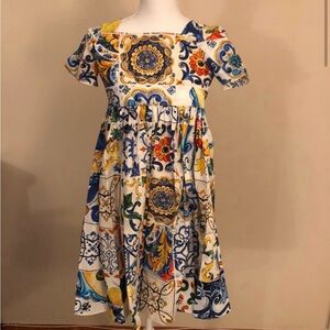 Dolce & Gabbana Blue and Yellow Floral Kids Dress
